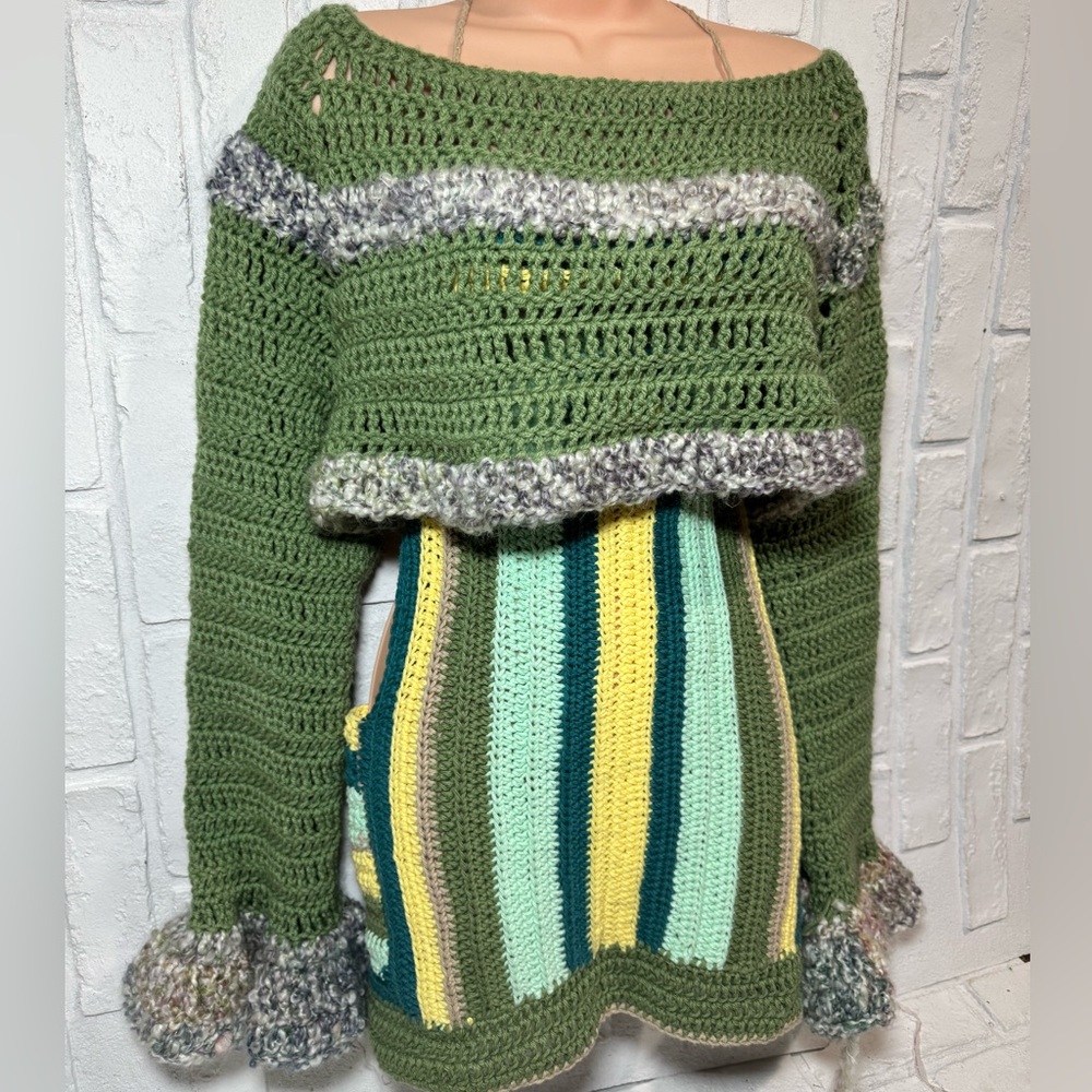 Crochet off shoulder crop Sweater